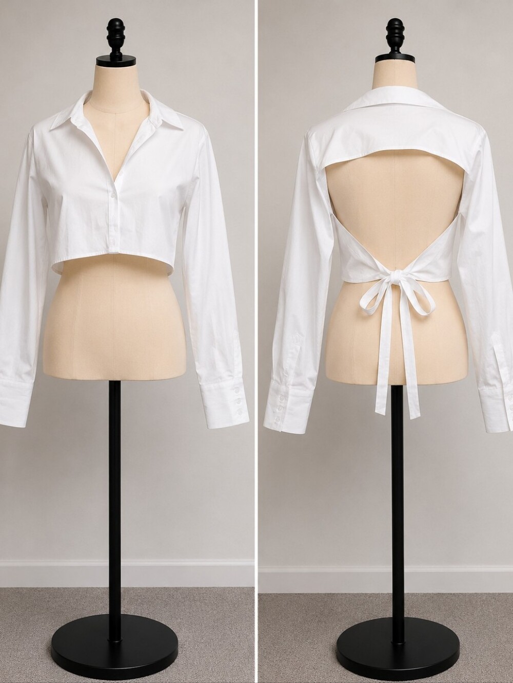 Fashion Nova White Open Back Cropped Tie Top Size M NWT